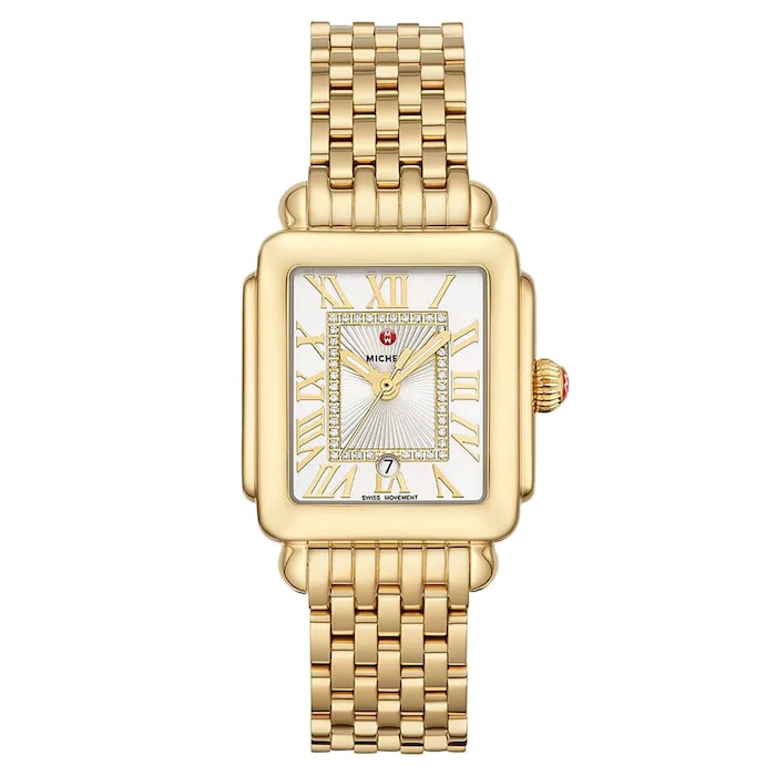Michele Deco Madison Mid 18K Gold-Plated Diamond Dial Watch