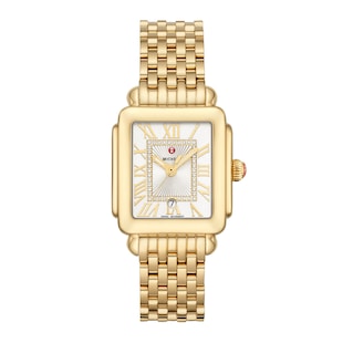 Michele Deco Madison Mid 18K Gold-Plated Diamond Dial Watch
