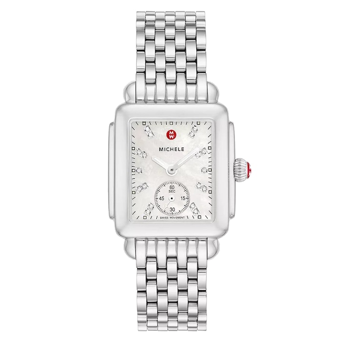Michele Deco Mid Stainless Diamond Dial Watch
