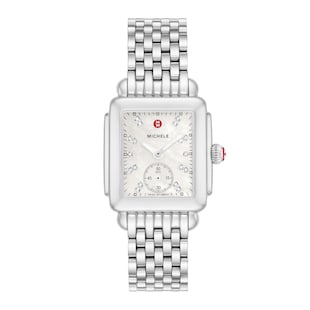 Michele Deco Mid Stainless Diamond Dial Watch