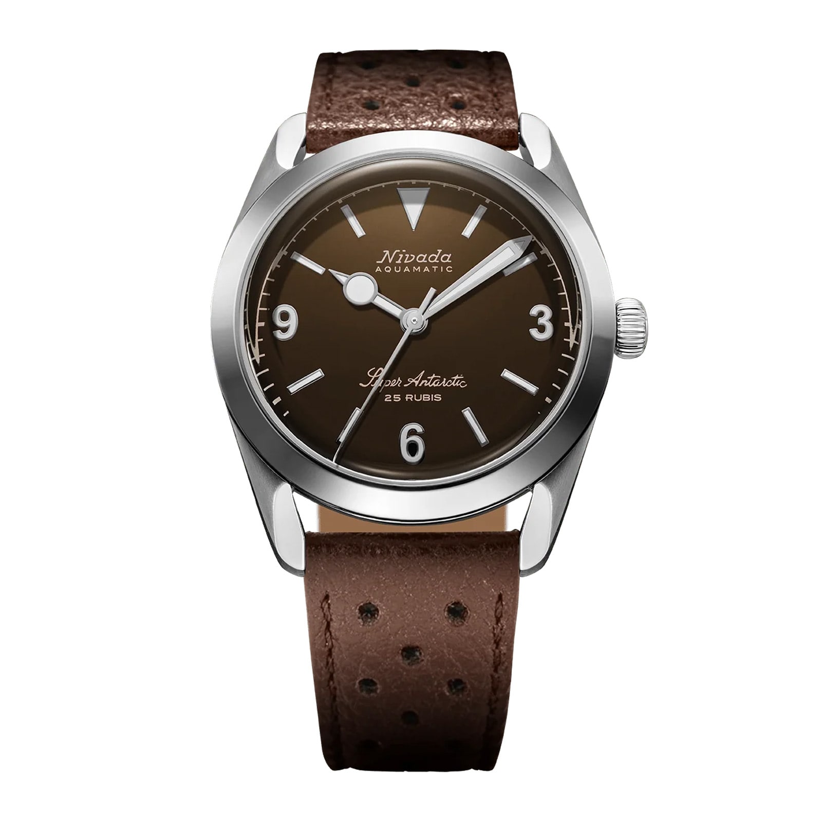 Nivada Grenchen Super Antarctic 38mm Mens Watch Brown Nivada Grenchen Super Antarctic 38mm Mens Watch Brown