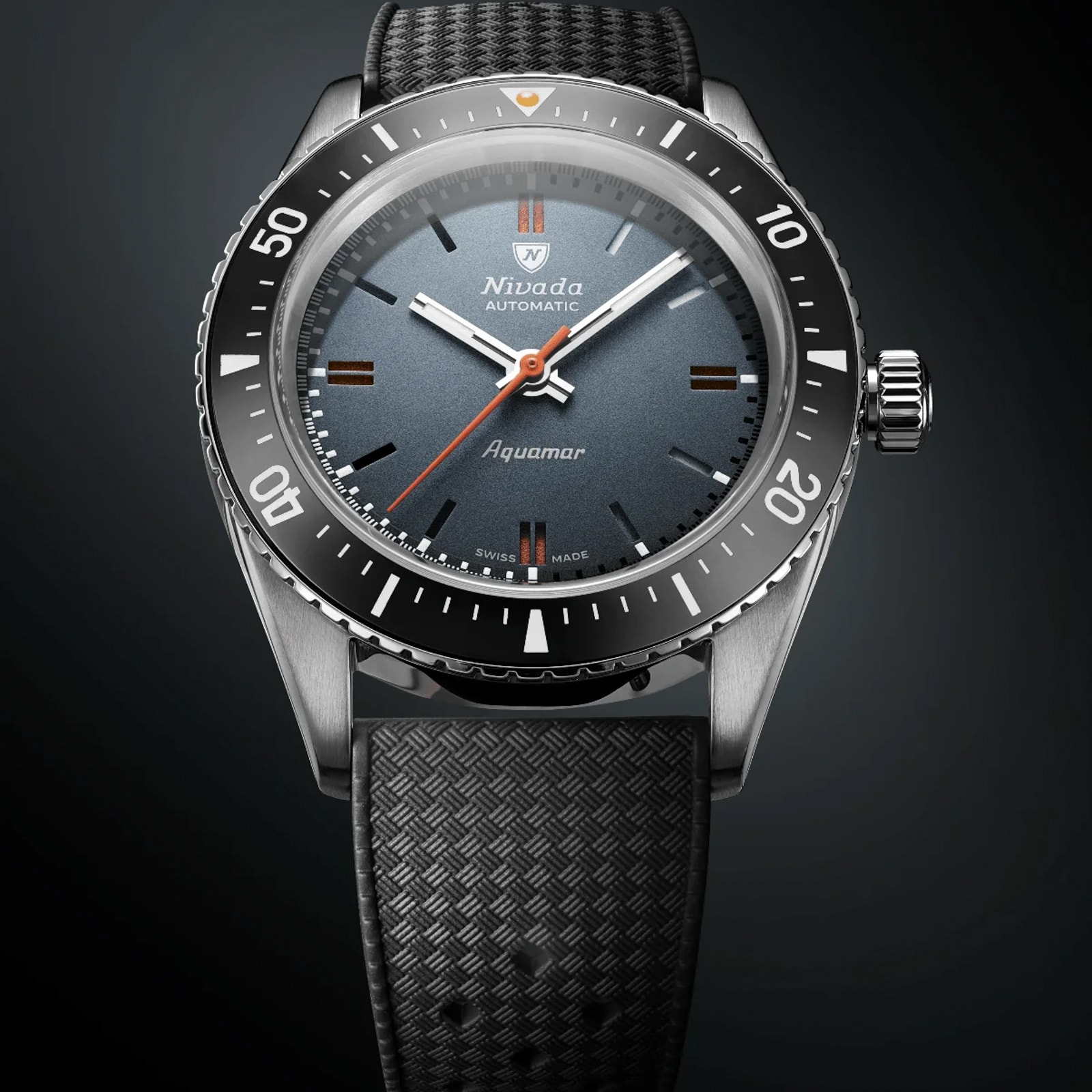 Nivada Grenchen Aquamar Automatic 38mm Mens Watch Grey