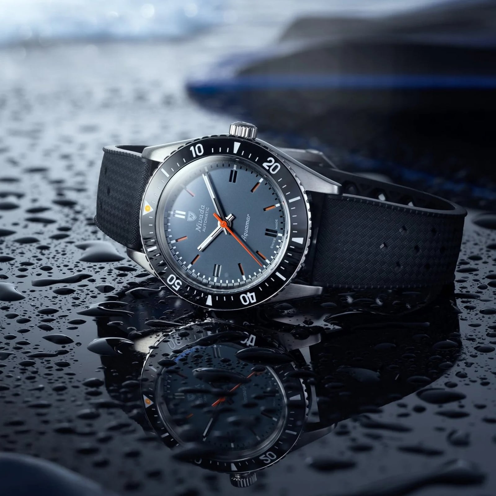 Nivada Grenchen Aquamar Automatic 38mm Mens Watch Grey