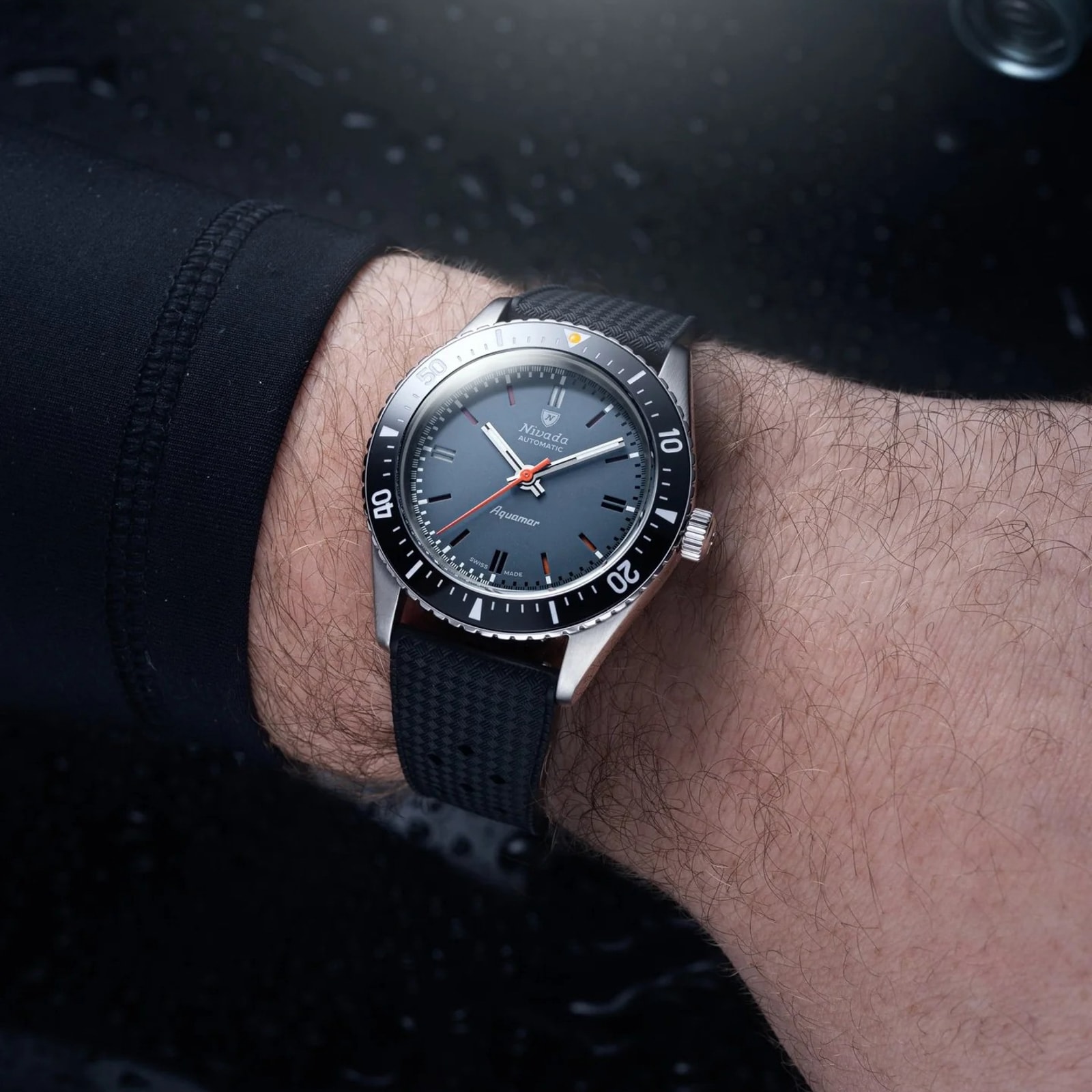 Nivada Grenchen Aquamar Automatic 38mm Mens Watch Grey