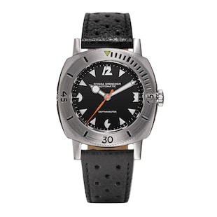 Nivada Grenchen Depthmaster White Pacman 39mm Mens Watch Black