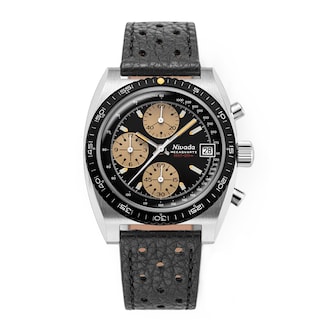 Nivada Grenchen Autochron Meca-Quartz 38mm Mens Watch Black