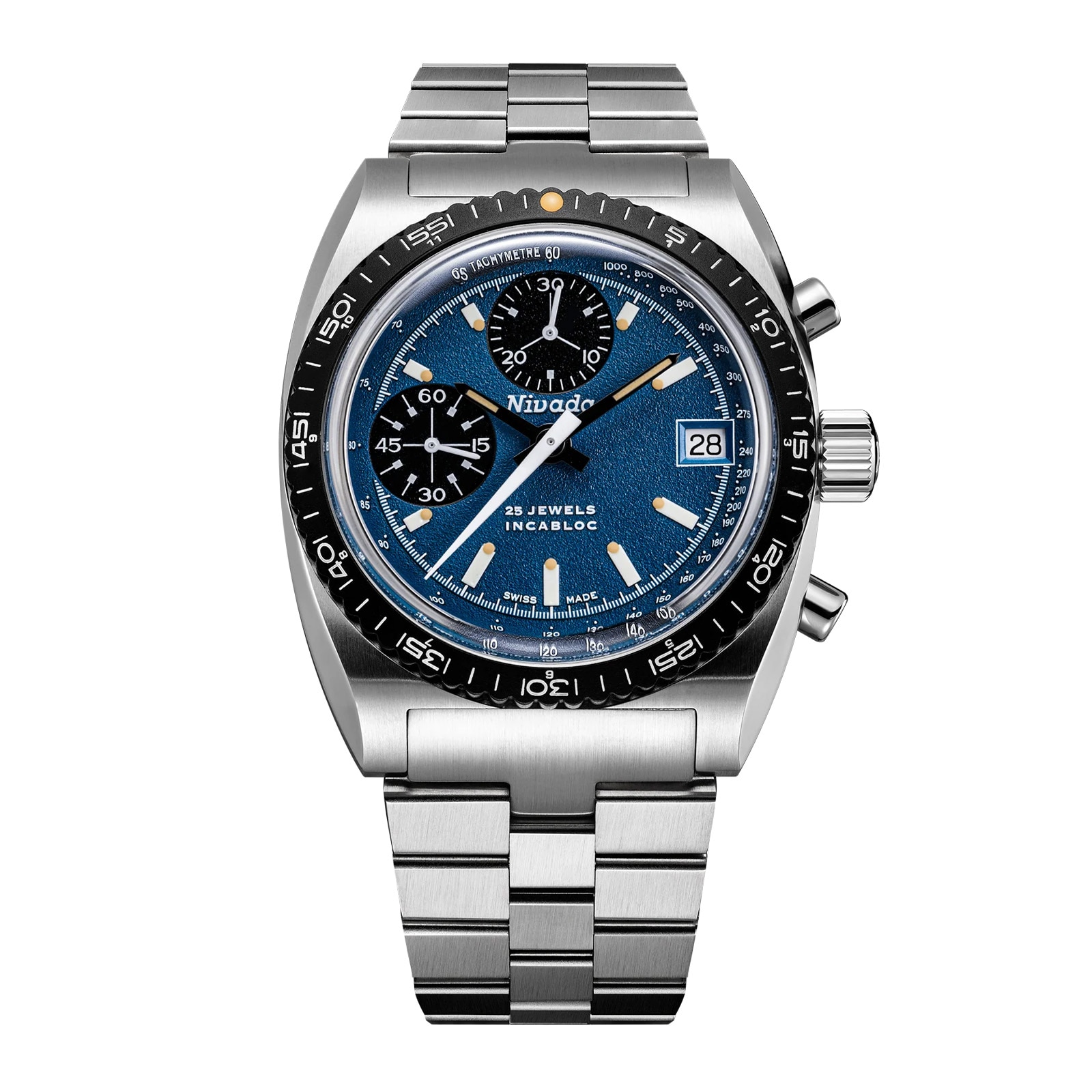 Nivada Grenchen Autochron Blue 38mm Watch