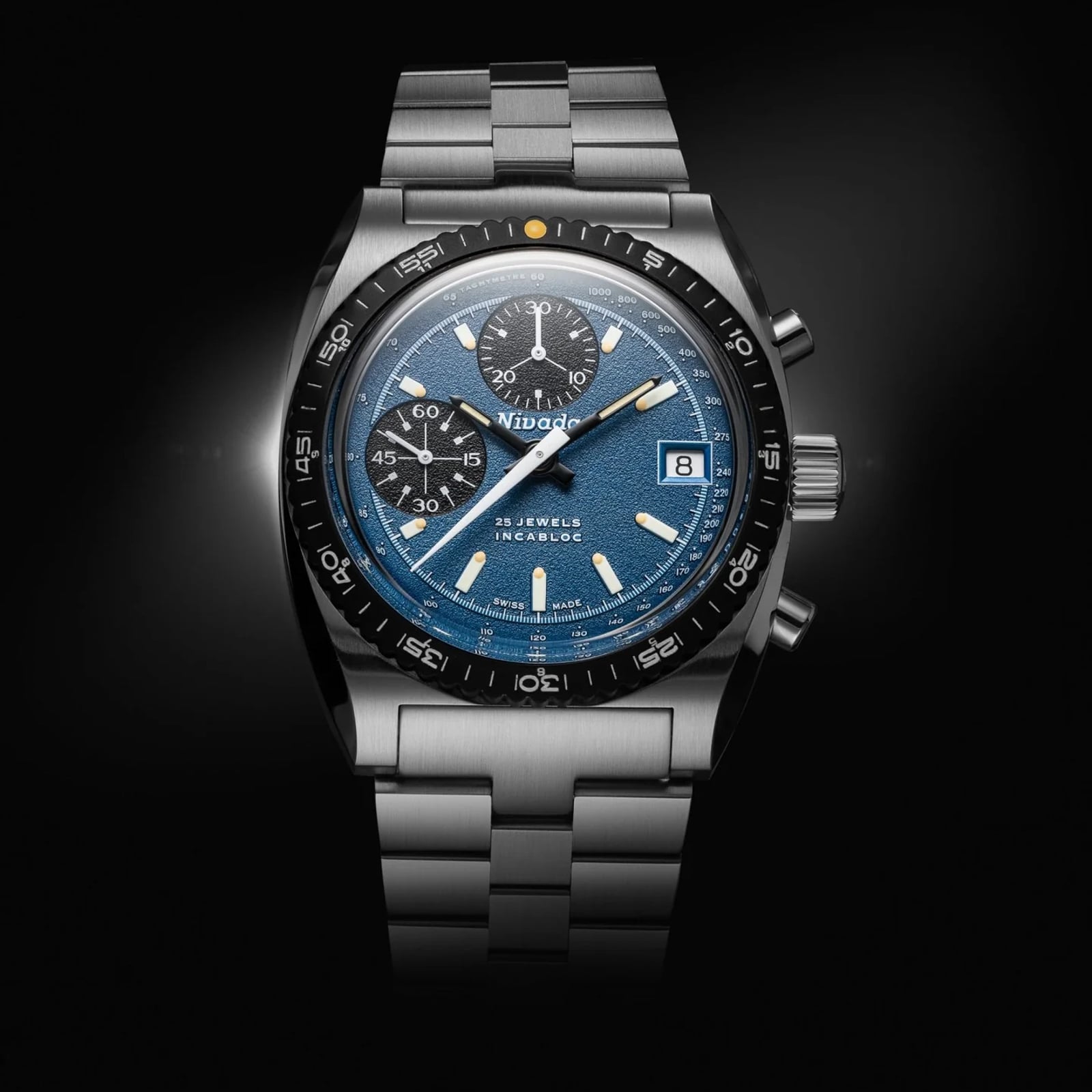 Nivada Grenchen Autochron Blue 38mm Watch