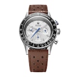 Nivada Grenchen Chronoking Mecaquartz Racing 38mm Mens Watch Silver