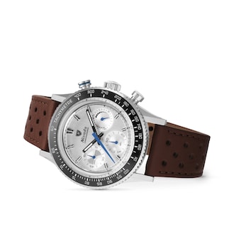 Nivada Grenchen Chronoking Mecaquartz Racing 38mm Mens Watch Silver