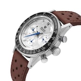 Nivada Grenchen Chronoking Mecaquartz Racing 38mm Mens Watch Silver
