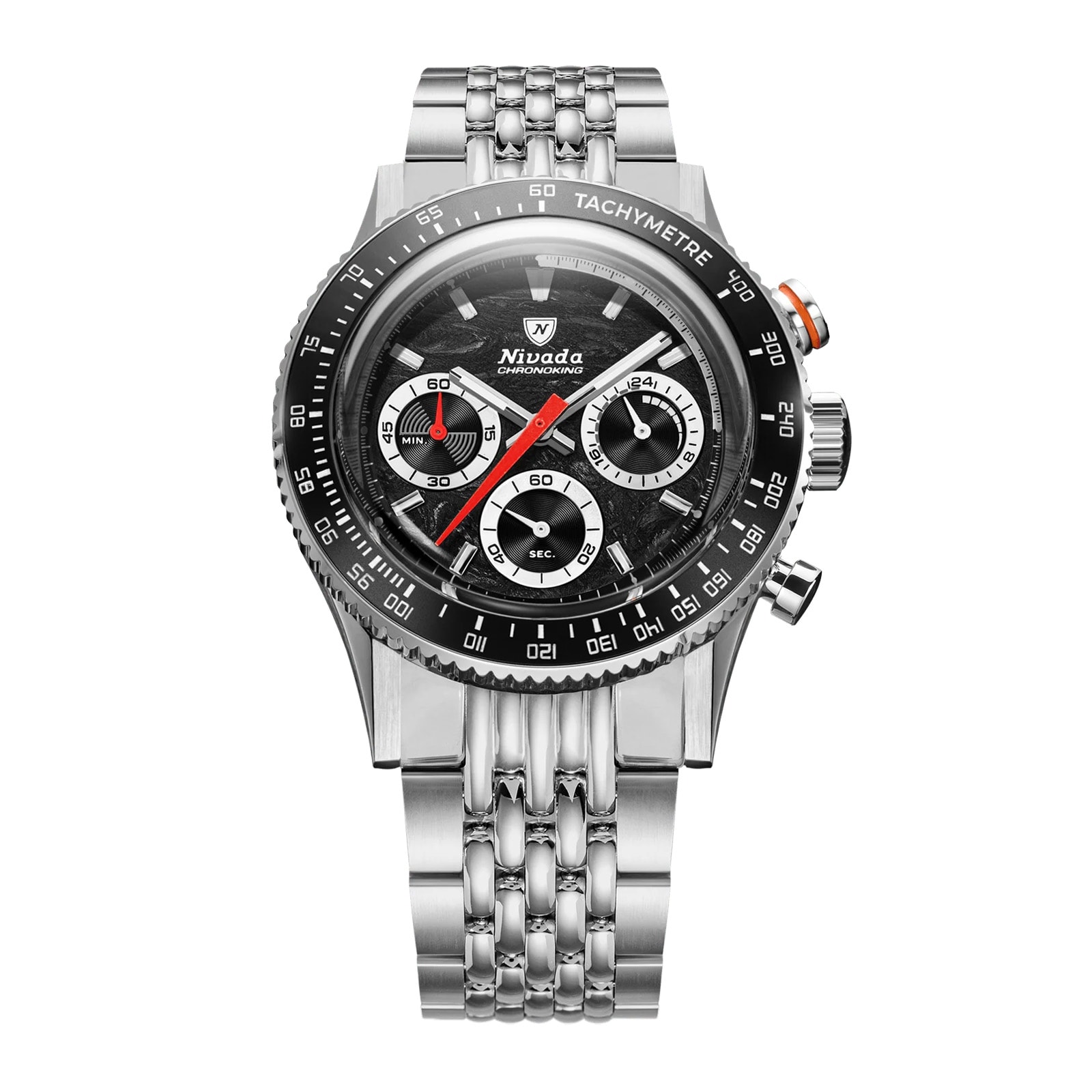 Nivada Grenchen Chronoking Mecaquartz Racing  38mm Mens Watch Black