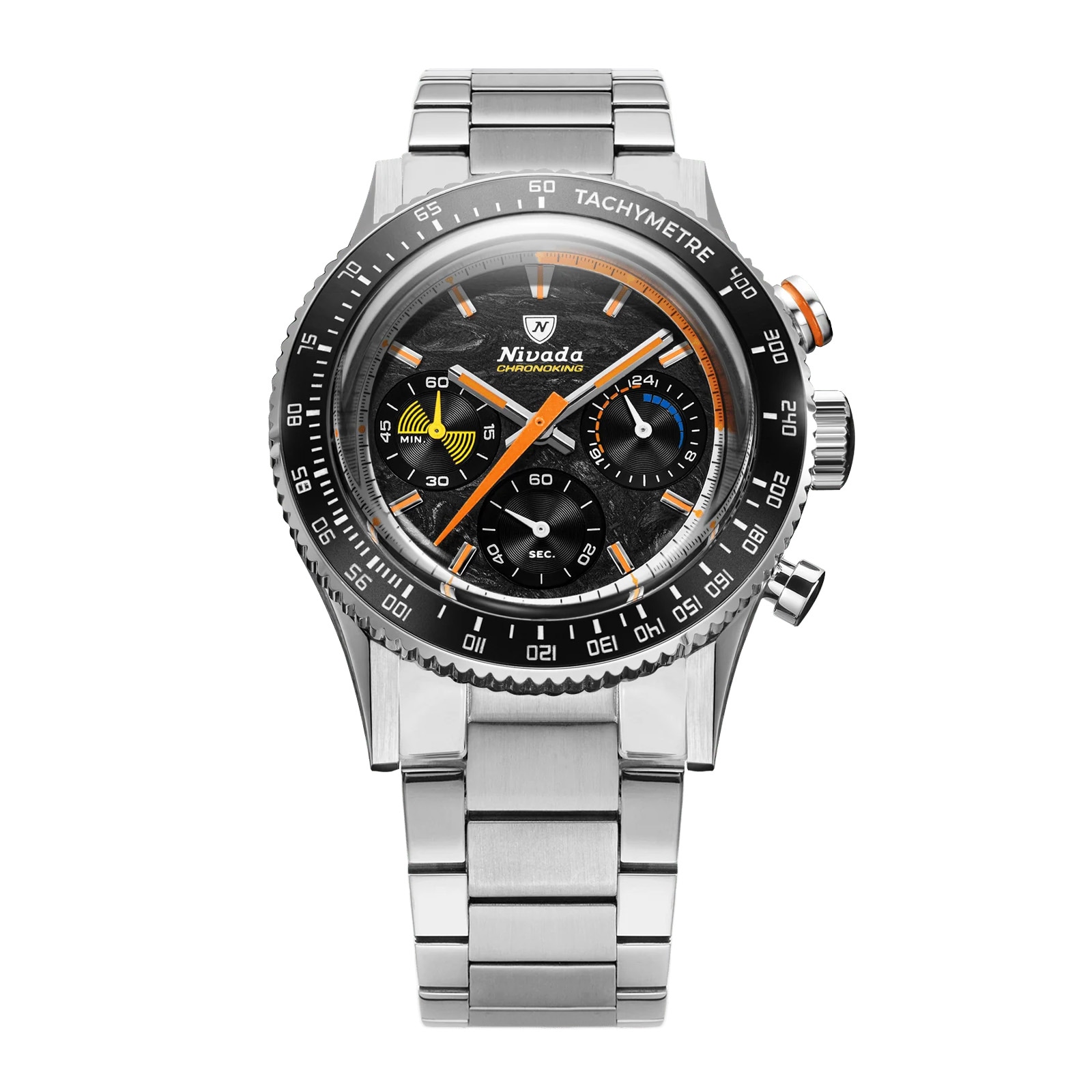 Nivada Grenchen Chronoking Mecaquartz Racing  38mm Limited Edition Mens Watch Black