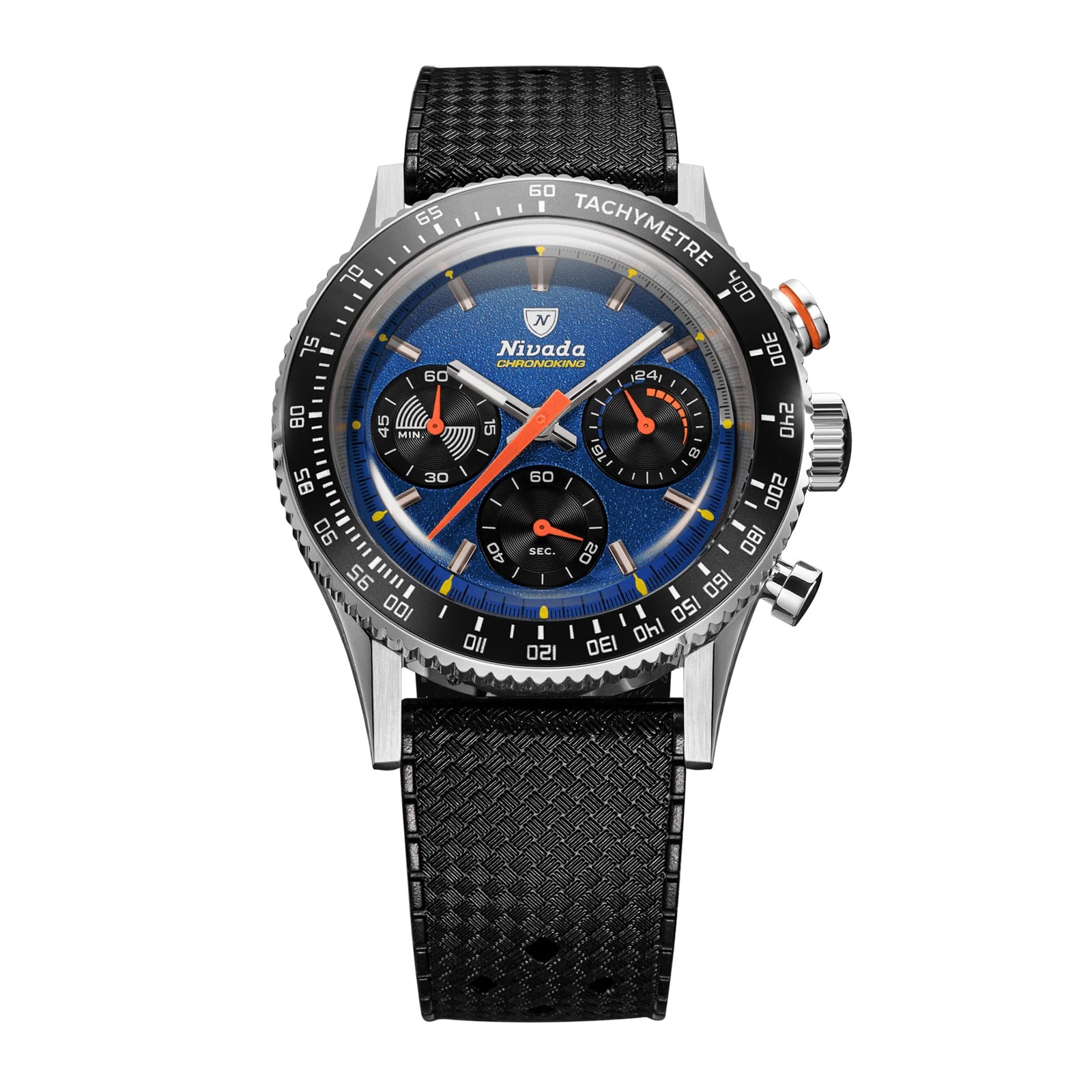 Nivada Grenchen Chronoking Mecaquartz Racing 38mm Mens Watch Blue