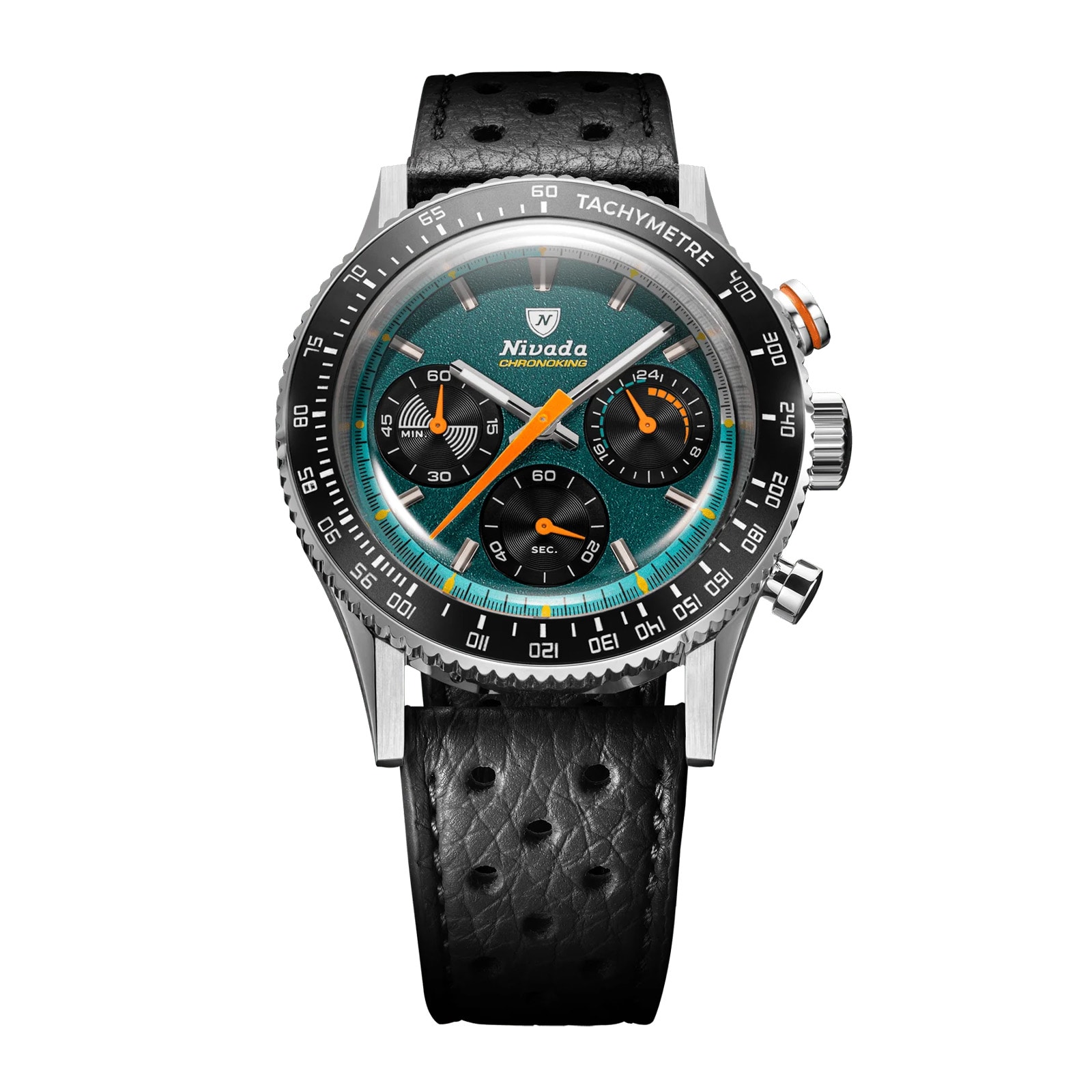 Nivada Grenchen Chronoking Mecaquartz Racing 38mm Mens Watch Green