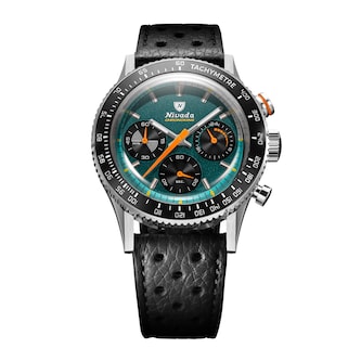 Nivada Grenchen Chronoking Mecaquartz Racing 38mm Mens Watch Green Nivada Grenchen Chronoking Mecaquartz Racing 38mm Mens Watch Green