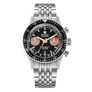 Nivada Grenchen Chronomaster Orange Boy 38mm Mens Watch Black