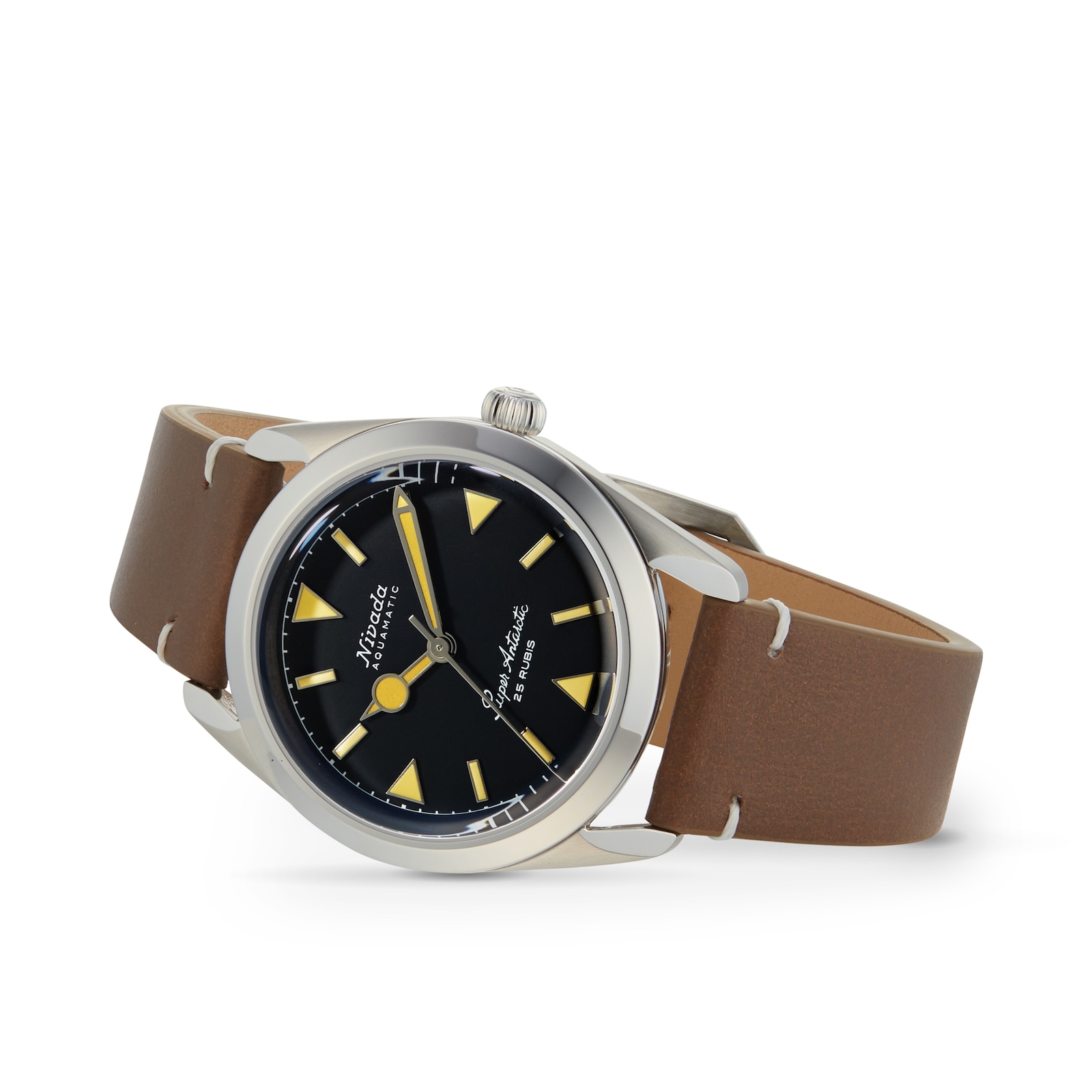 Nivada Grenchen Super Antarctic 38mm Mens Watch Black