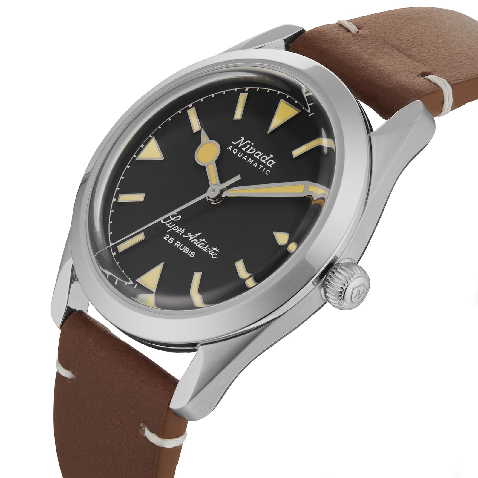 Nivada Grenchen Super Antarctic 38mm Mens Watch Black