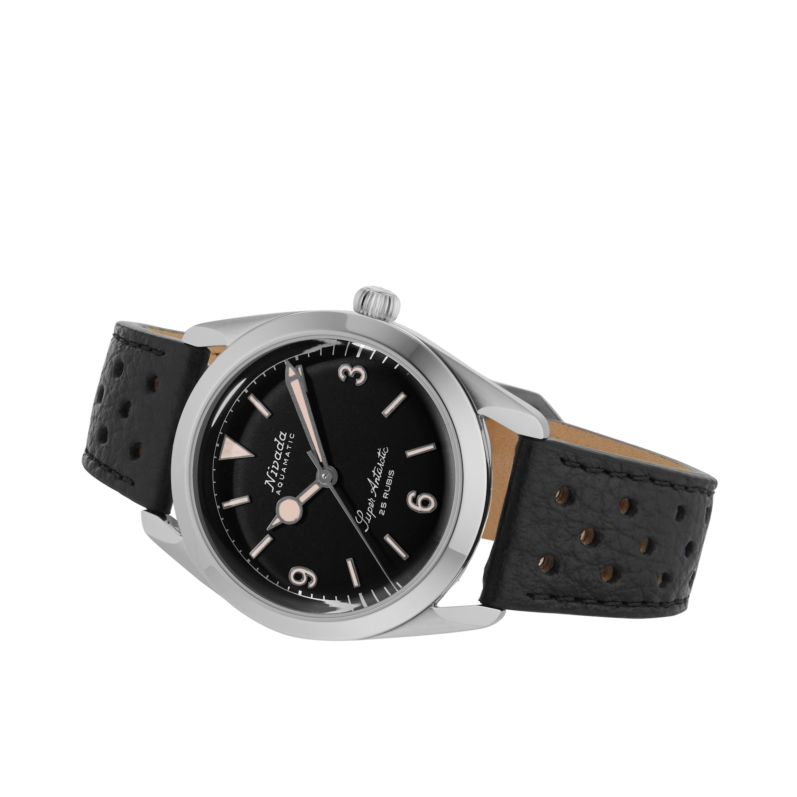 Nivada Grenchen Super Antarctic 3.6.9 38mm Mens Watch Black