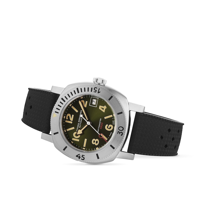 Nivada Grenchen Depthmaster Numerals Date 39mm Mens Watch Green