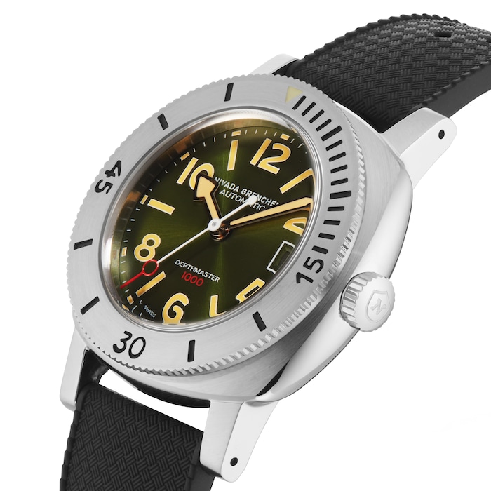 Nivada Grenchen Depthmaster Numerals Date 39mm Mens Watch Green