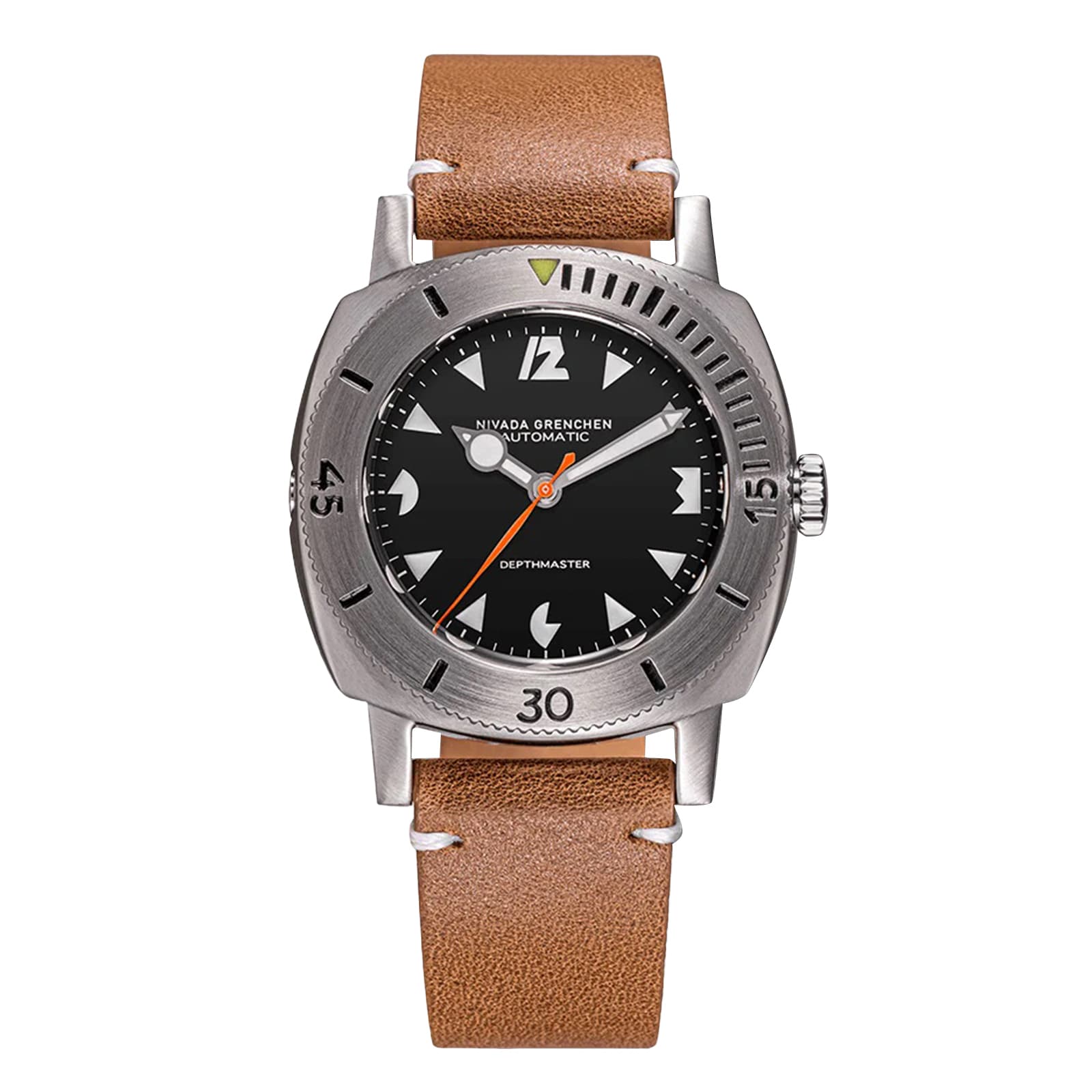 Nivada Grenchen Depthmaster White Pacman 39mm Mens Watch Black Nivada Grenchen Depthmaster White Pacman 39mm Mens Watch Black