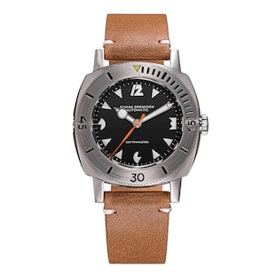 Nivada Grenchen Depthmaster White Pacman 39mm Mens Watch Black
