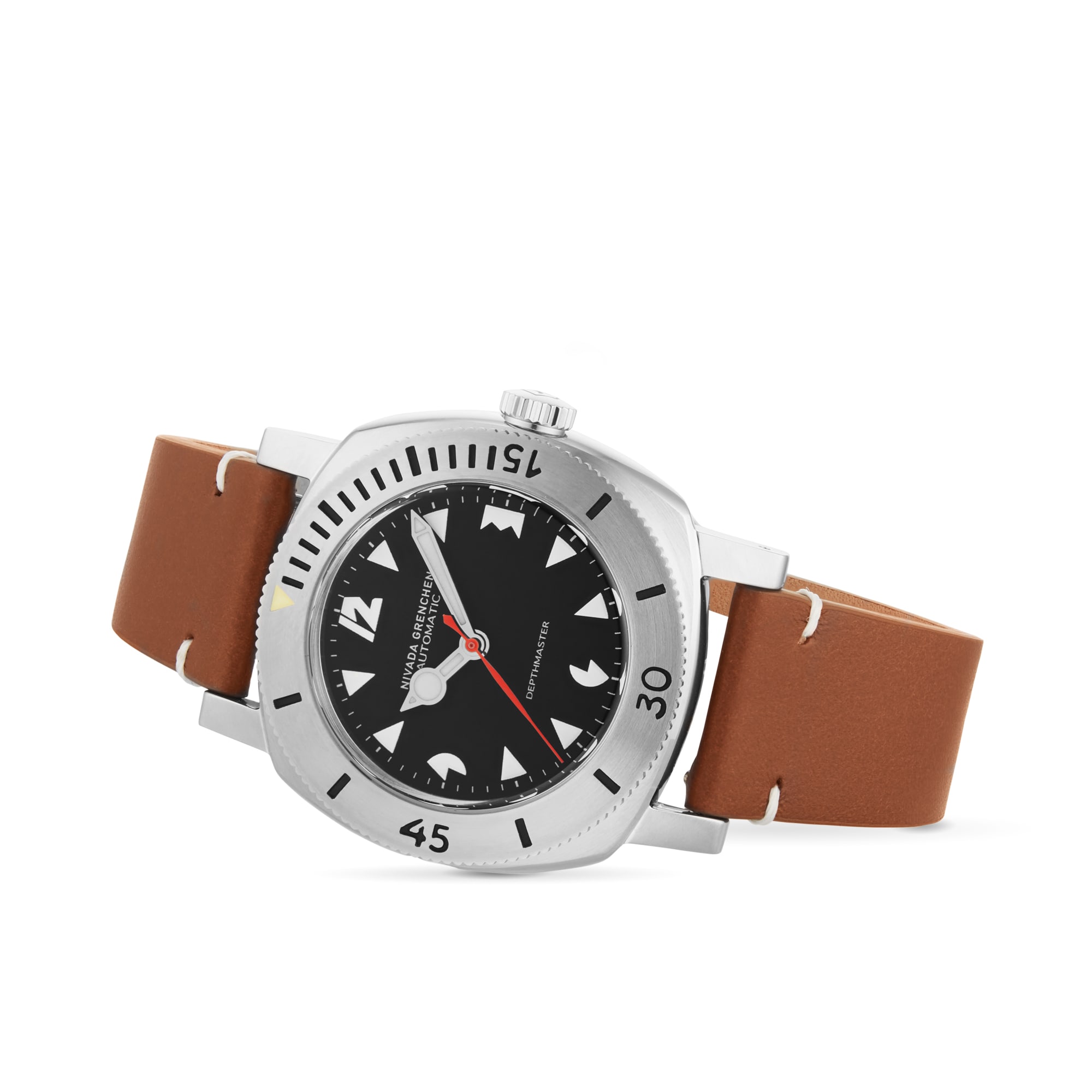 Nivada Grenchen Depthmaster White Pacman 39mm Mens Watch Black Nivada Grenchen Depthmaster White Pacman 39mm Mens Watch Black