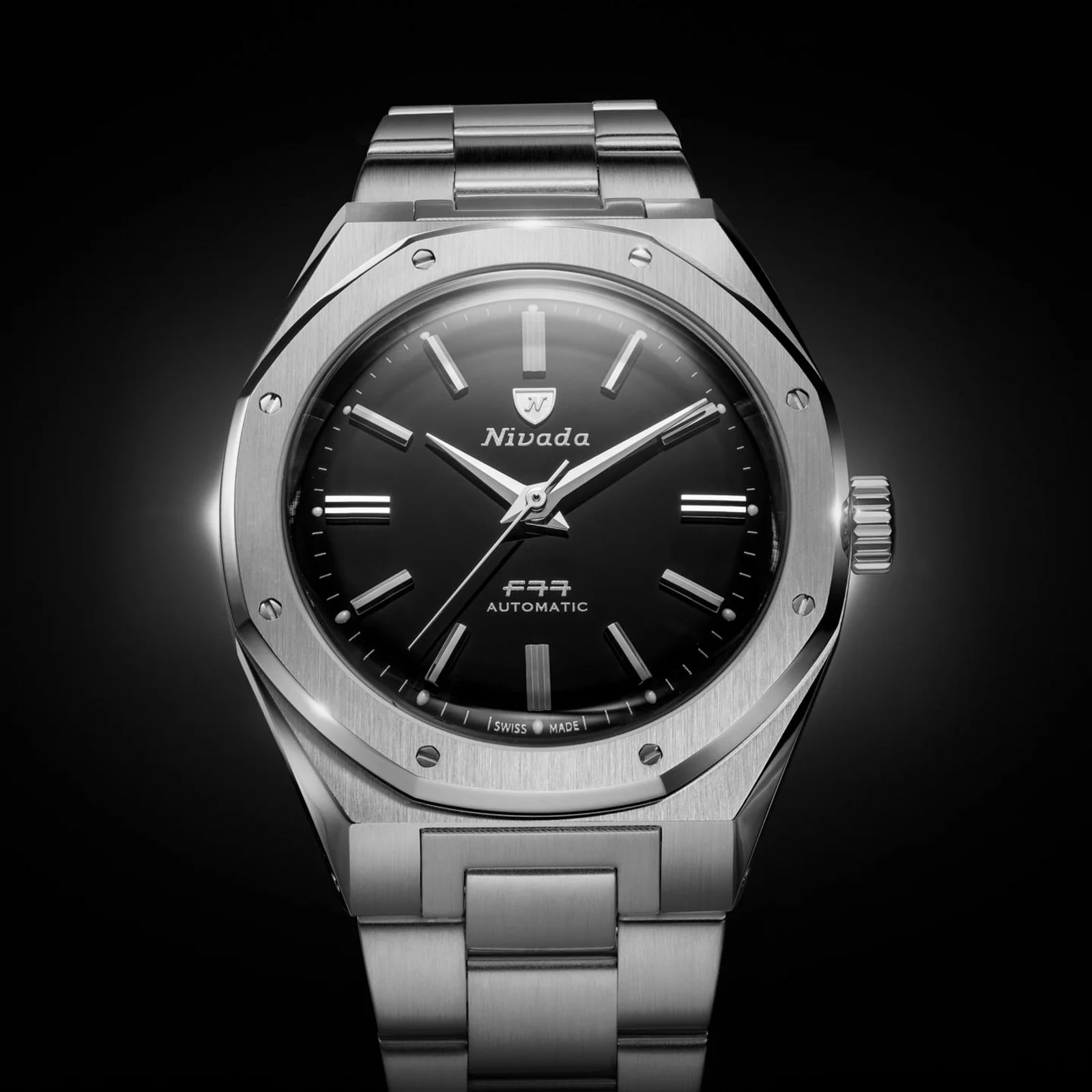 Nivada Grenchen F77 MK2 38mm Mens Watch Black Nivada Grenchen F77 MK2 38mm Mens Watch Black