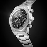 Nivada Grenchen F77 Chrono Mecaquartz MK 38mm Mens Watch Black