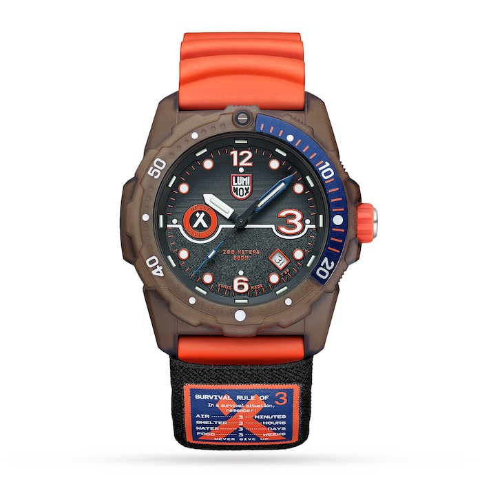 Luminox Bear Grylls Survival Eco 42mm, Orange Rubber Strap, Rule Of 3