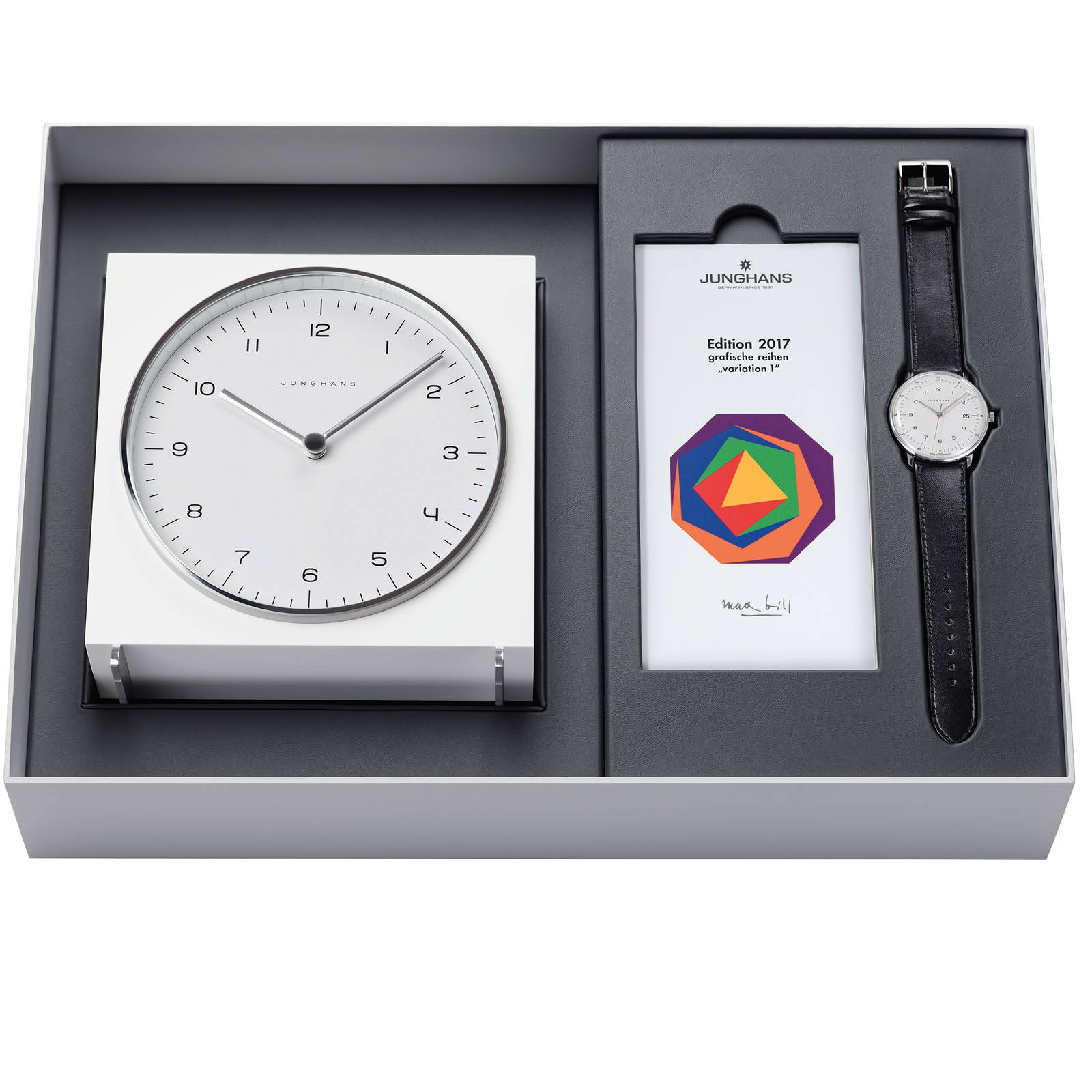 Junghans Mens Max Bill 2017 Edition Clock Gift Set Alarm 363