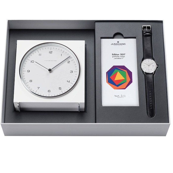 Junghans Mens Max Bill 2017 Edition Clock Gift Set Alarm