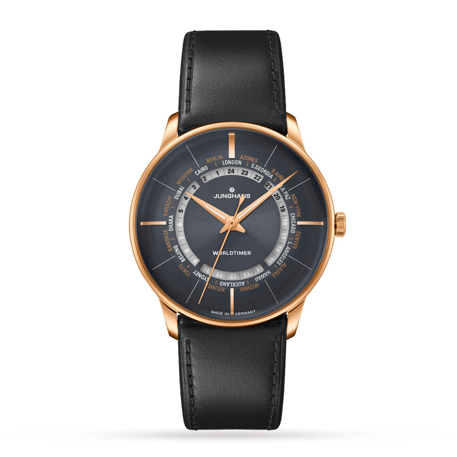 Junghans Meister Worldtimer 40.4mm 27 5013.02 Mappin and Webb