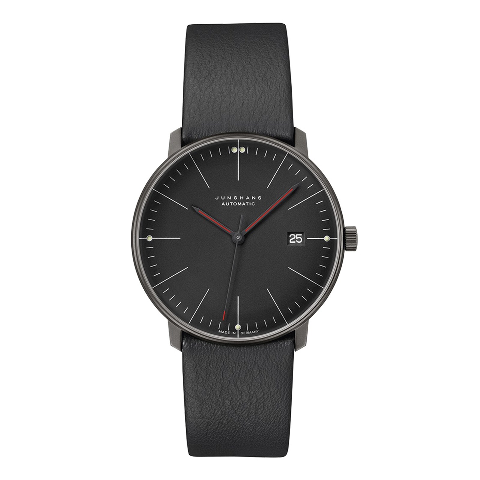 Junghans Max Bill Automatic Bauhaus 38mm Mens Watch Black Junghans Max Bill Automatic Bauhaus 38mm Mens Watch Black