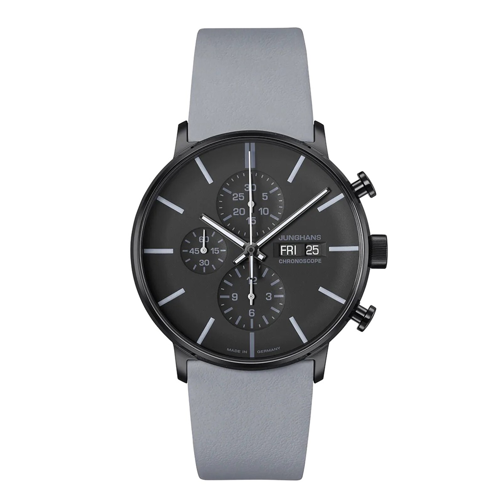 Junghans FORM A Chronoscope, English Date 42mm Mens Watch Black Grey Junghans FORM A Chronoscope, English Date 42mm Mens Watch Black Grey