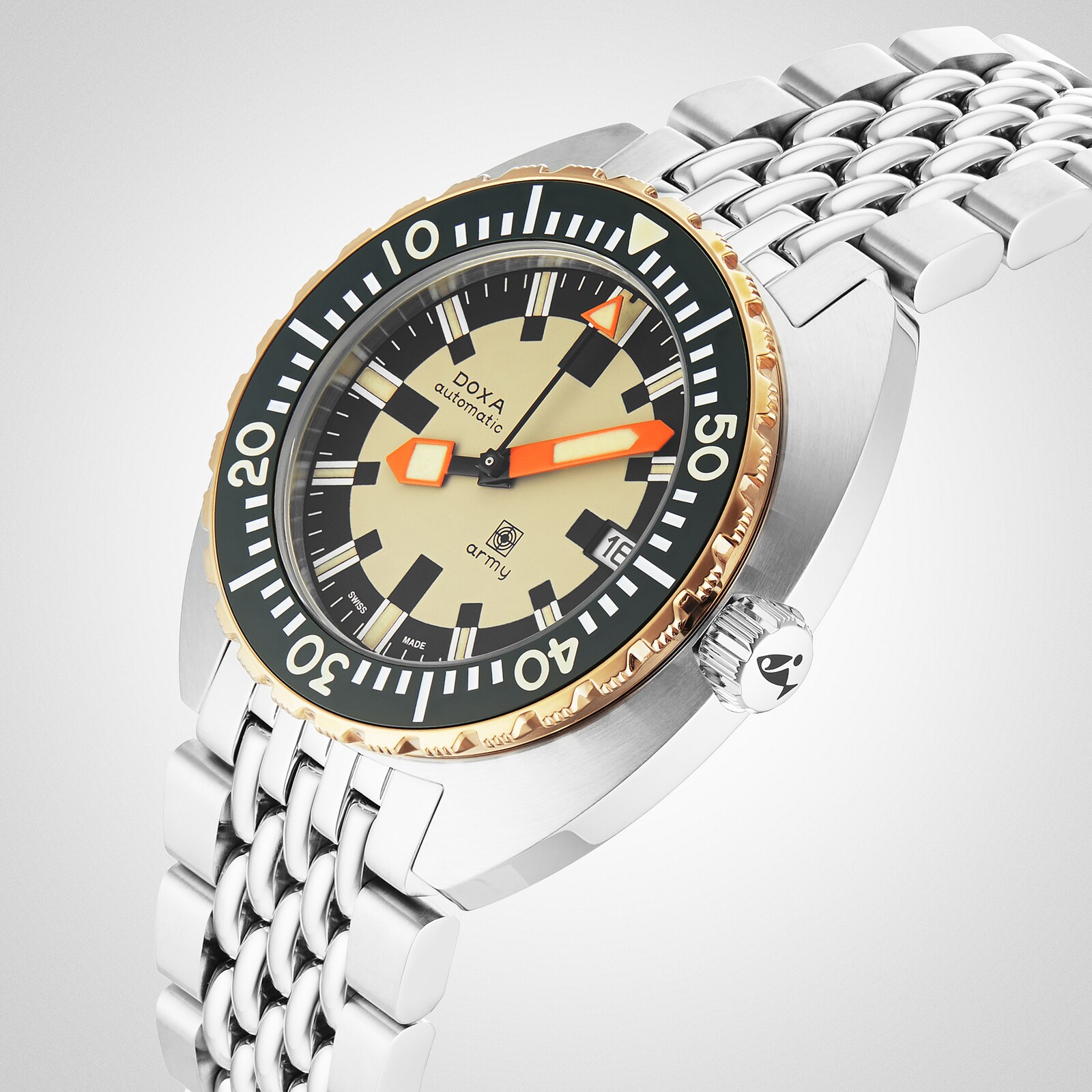 DOXA Army 42.5mm Mens Watch Beige Stainless Steel