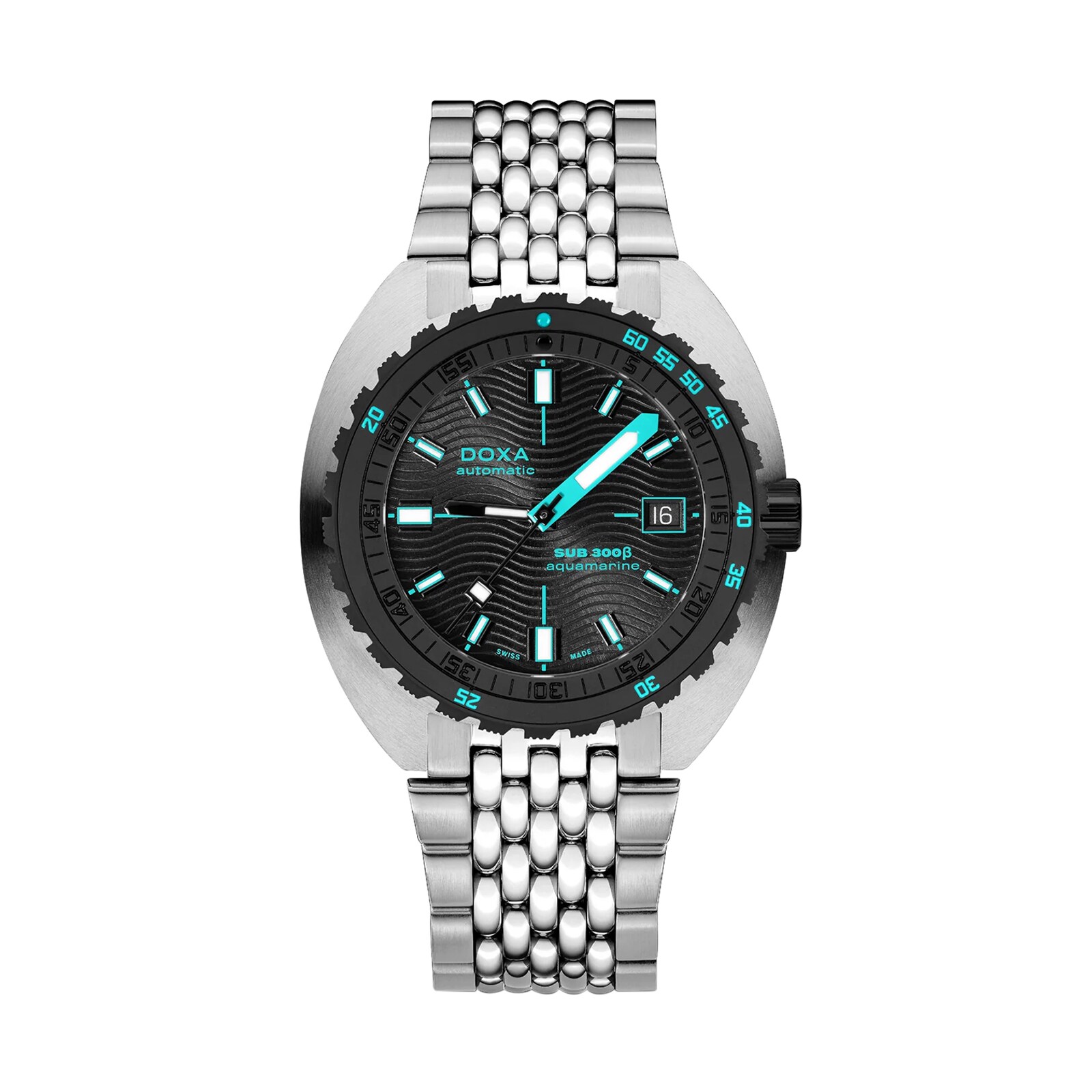 DOXA Sub 300 Beta Aquamarine 42.5mm Mens Watch Black and Blue