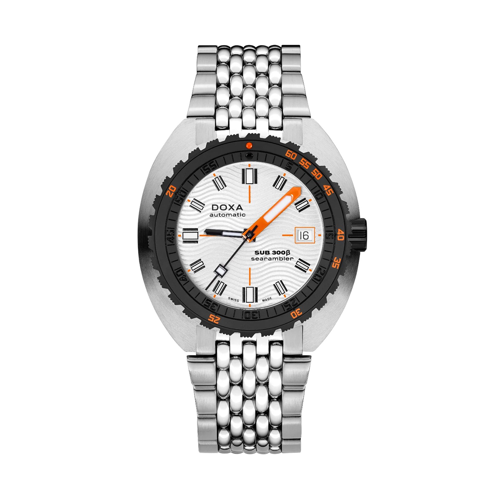 DOXA Sub 300 Beta Aquamarine 42.5mm Mens Watch Silver and Orange