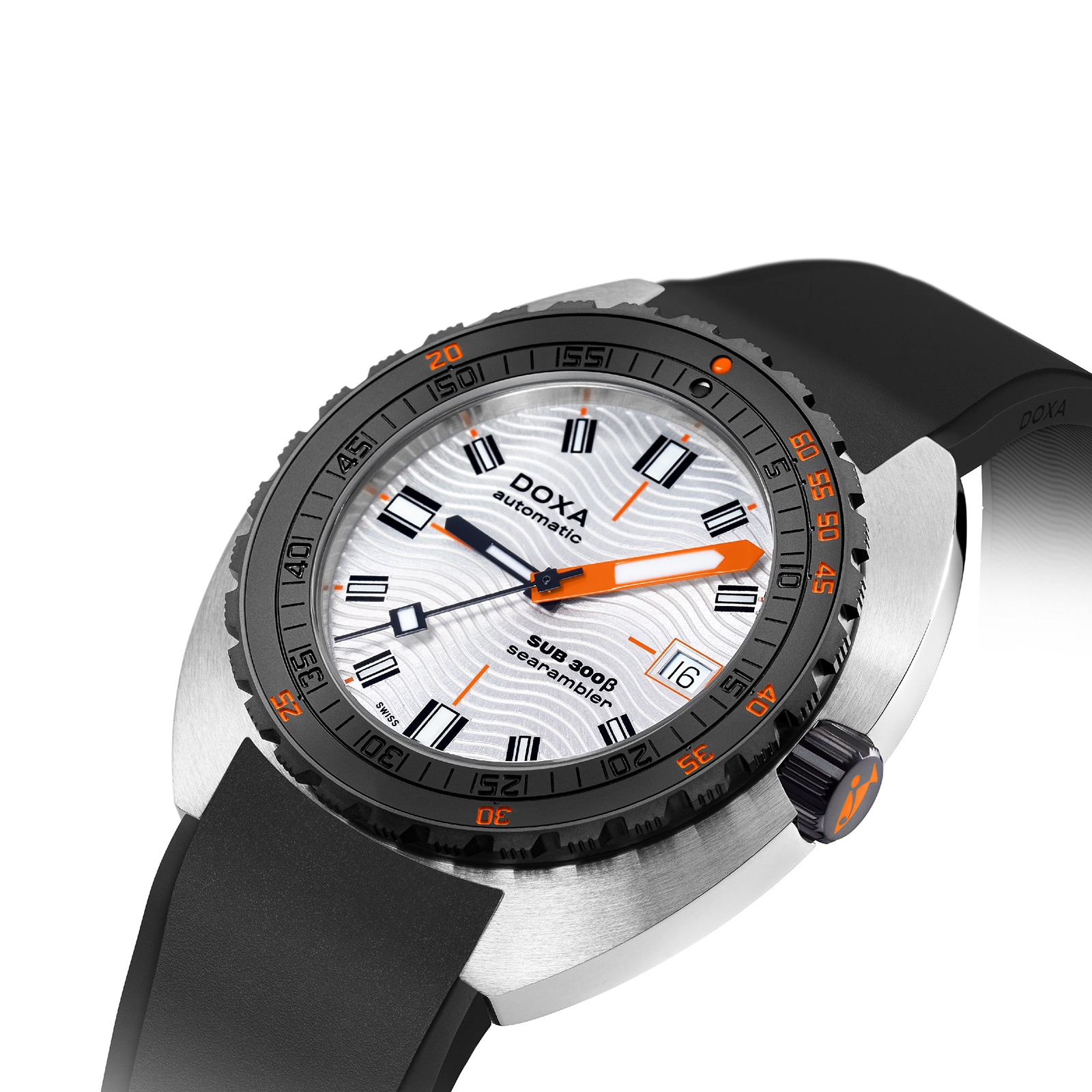 DOXA Sub 300 Beta Searambler 42.5mm Mens Watch Silver Black Rubber DOXA Sub 300 Beta Searambler 42.5mm Mens Watch Silver Black Rubber