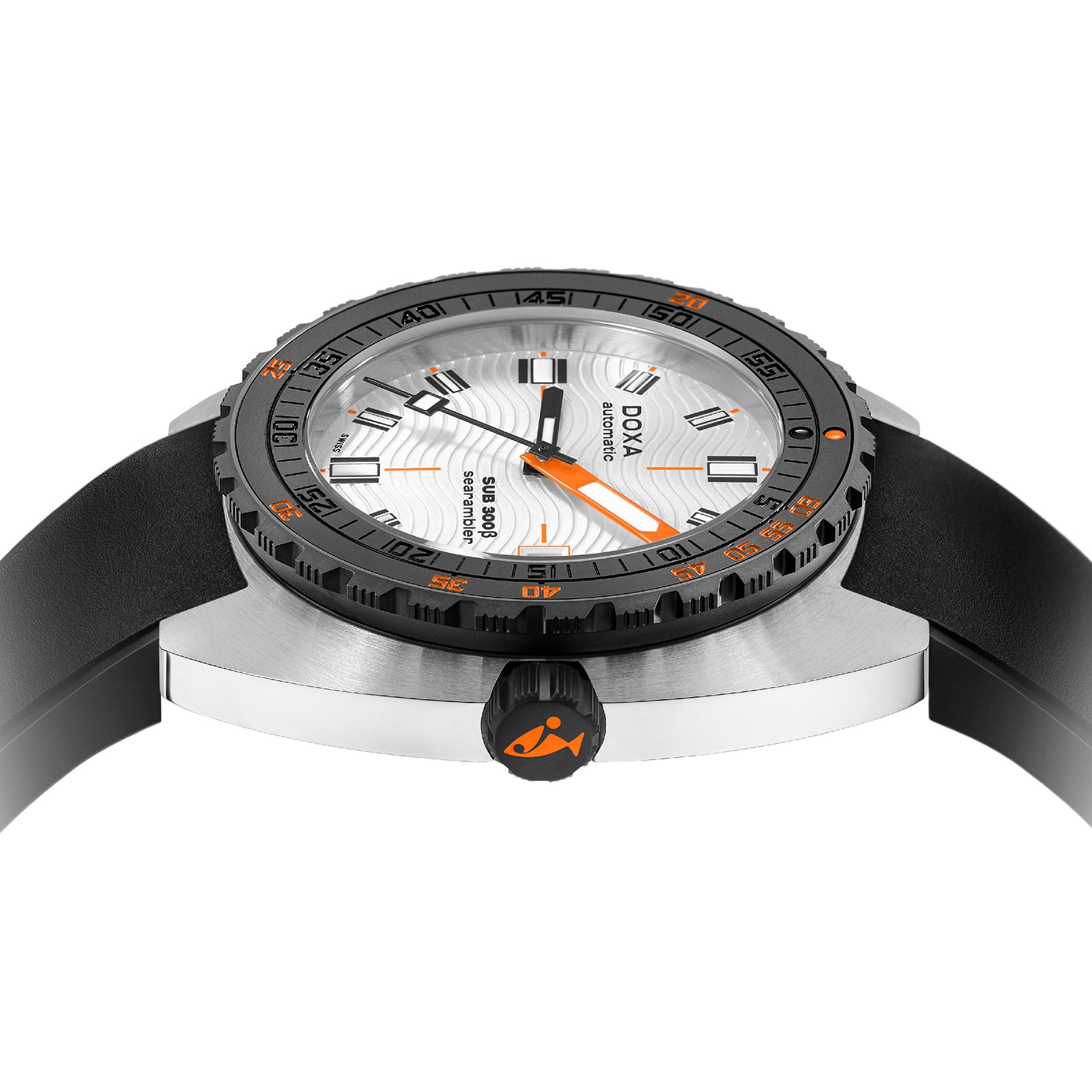 DOXA Sub 300 Beta Searambler 42.5mm Mens Watch Silver Black Rubber DOXA Sub 300 Beta Searambler 42.5mm Mens Watch Silver Black Rubber