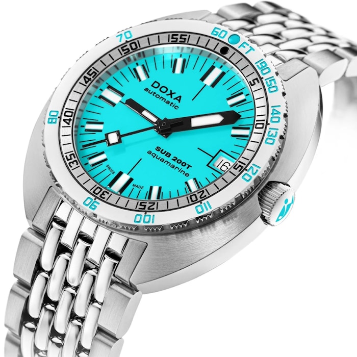DOXA Sub 200T Aquamarine 39mm Mens Watch Turquoise