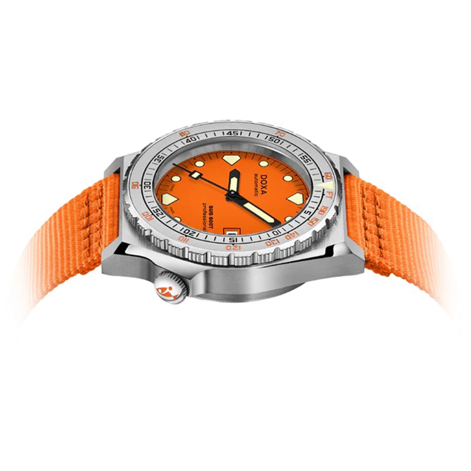 DOXA Sub 600T 40mm Mens Watch Orange NATO Strap