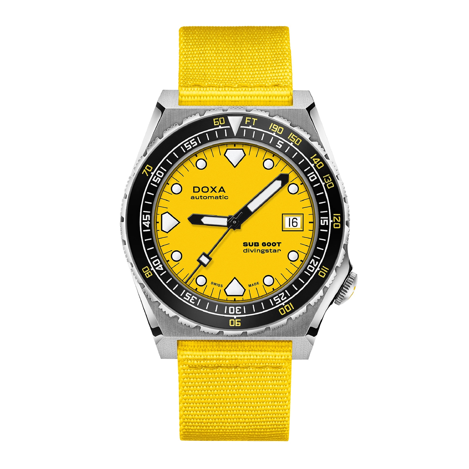 DOXA Sub 600T 40mm Mens Watch Yellow NATO Strap DOXA Sub 600T 40mm Mens Watch Yellow NATO Strap