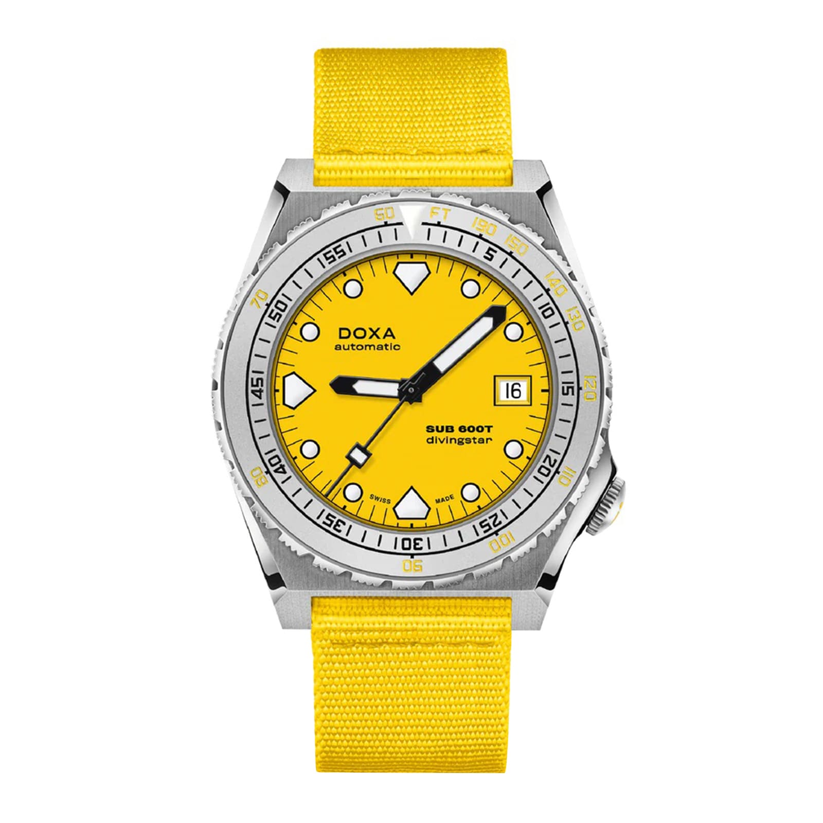 DOXA Sub 600T 40mm Mens Watch Yellow NATO Strap DOXA Sub 600T 40mm Mens Watch Yellow NATO Strap