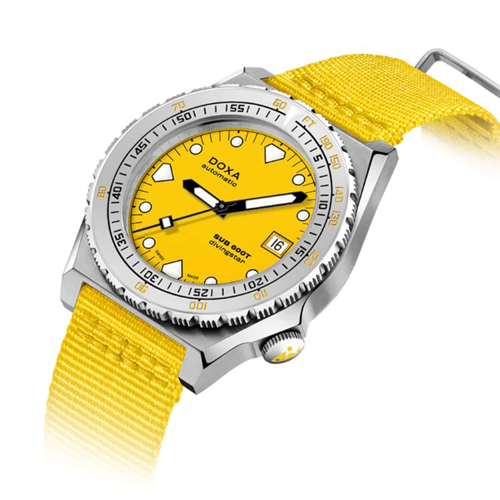 DOXA Sub 600T 40mm Mens Watch Yellow NATO Strap DOXA Sub 600T 40mm Mens Watch Yellow NATO Strap