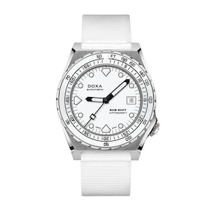 DOXA Sub 600T 40mm Mens Watch White Pearl NATO Strap