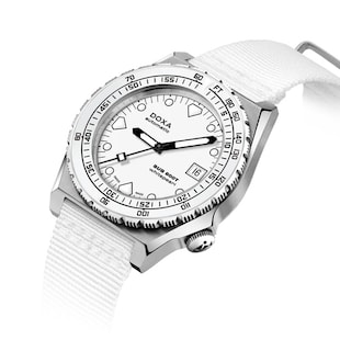 DOXA Sub 600T 40mm Mens Watch White Pearl NATO Strap