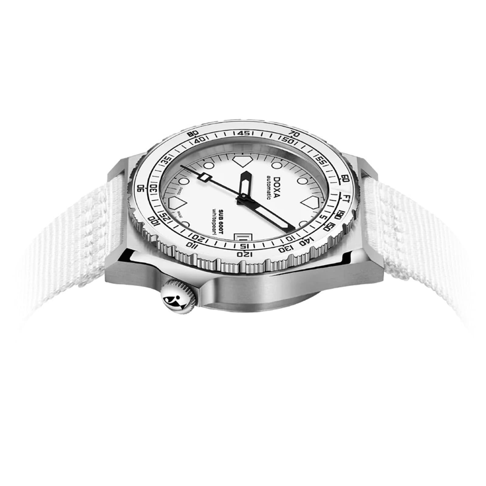 DOXA Sub 600T 40mm Mens Watch White Pearl NATO Strap
